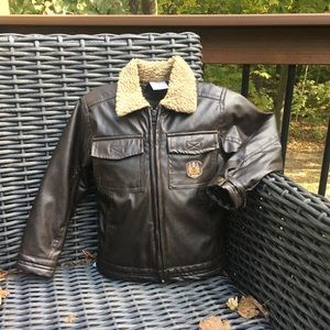 Boys Brown Airplane Bomber Jacket Size 5